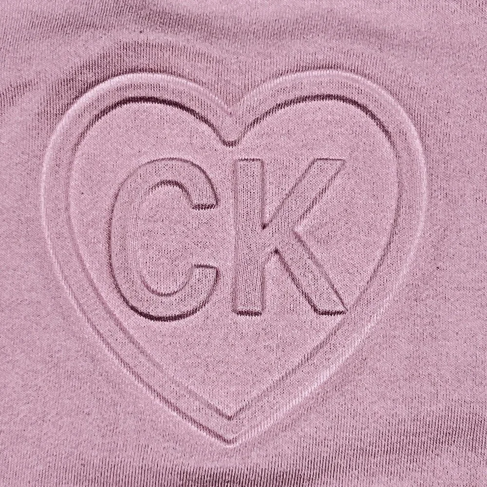Calvin Klein Jeans‎ Petal Pastel Pink Heart Logo Sweatshirt Faux Fur Sz 6 - NWOT